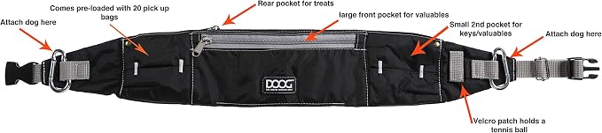 DOOG Walkie Belt – Navy & Yellow Hands-Free Dog Walking Belt with Storage Pockets