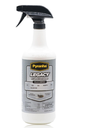 Pyranha Legacy Fly Spray for Horses – Sweat-Resistant Water-Based Citronella Insect Repellent, 32 oz
