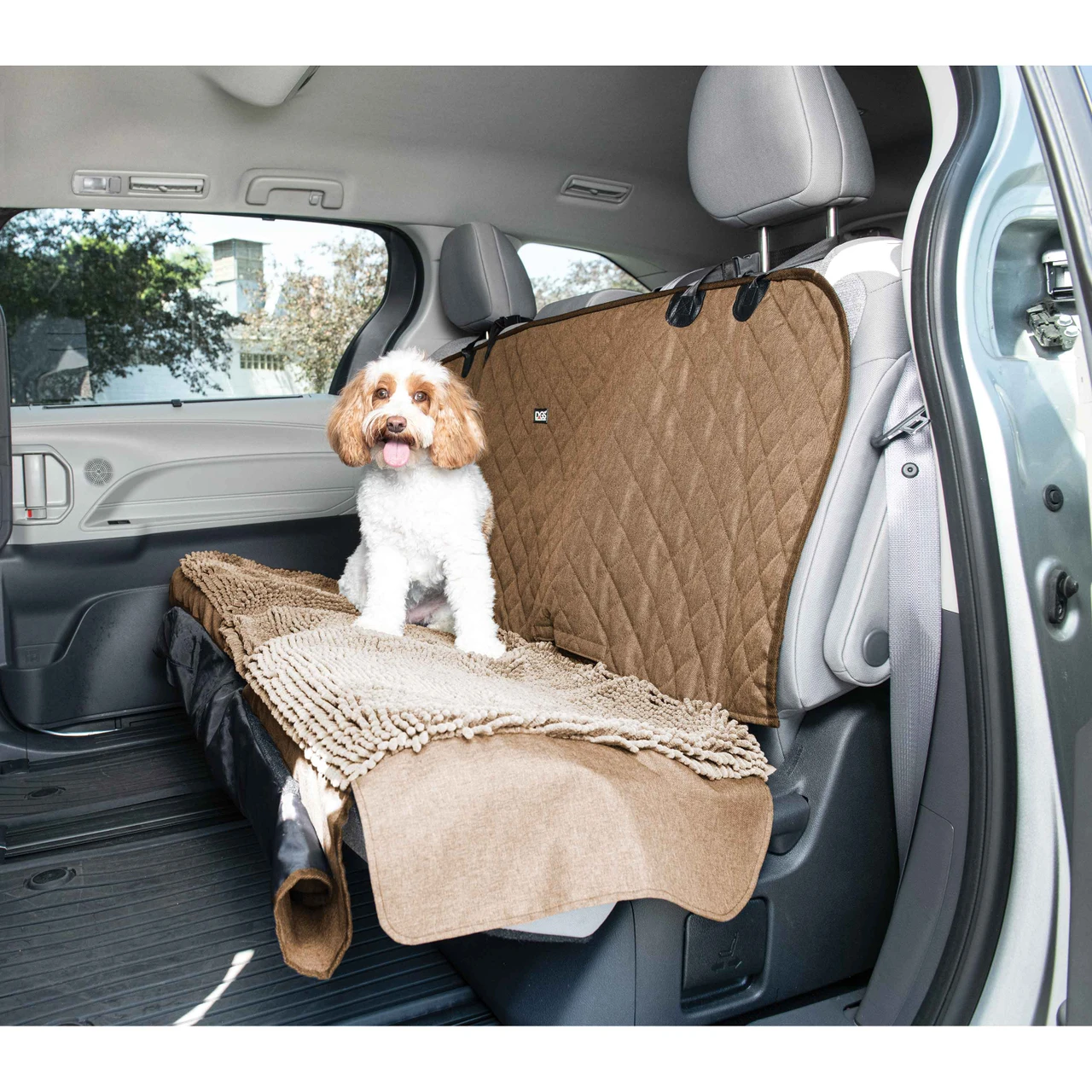 Dog Gone Smart Dirty Dog Car Seat & Hammock – Tan Waterproof Dog Back Seat Protector