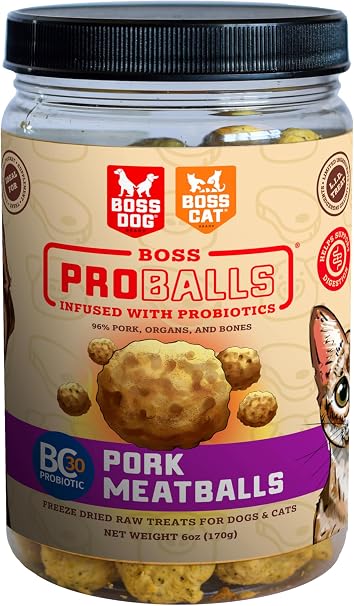Boss Dog Proballs Treats (Dogs & Cats), Pork Recipe, 6 oz Jar