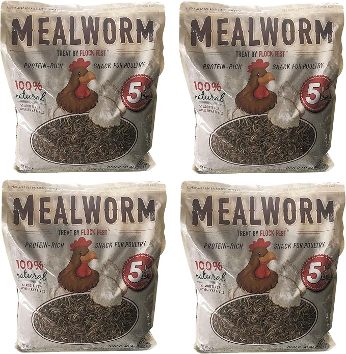 Dried Mealworms 5 lb – High-Protein Bird Food & Treat for Chickens, Wild Birds & Backyard Birds