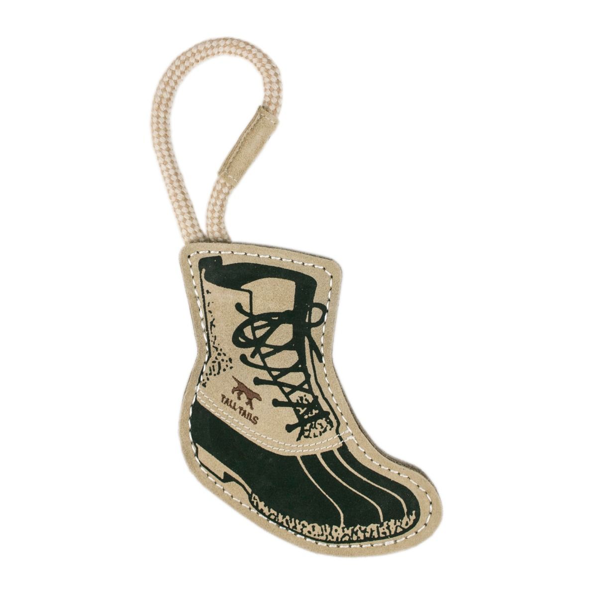 Tall Tails Natural Leather & Wool Hiking Boot Tug Dog Toy – 16 Inch