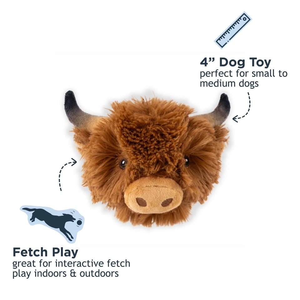 Tall Tails 2-in-1 Fetch Ball Dog Toy – 4 Inch Plush Interactive Squeaky Toy with Hidden Bonus Ball