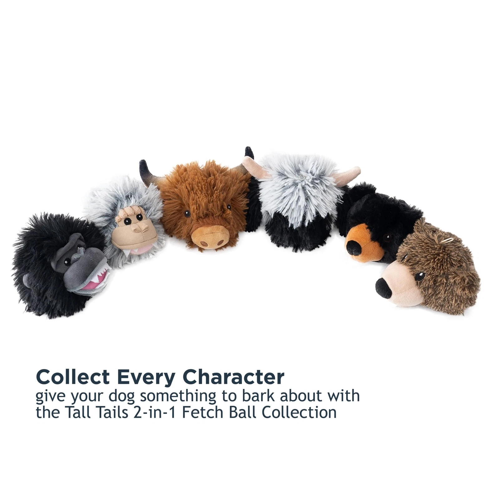 Tall Tails 2-in-1 Fetch Ball Dog Toy – 4 Inch Plush Interactive Squeaky Toy with Hidden Bonus Ball