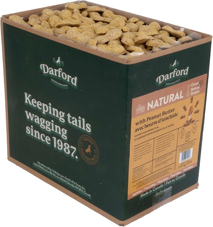 Darford Naturals Peanut Butter Dog Treats – 12 lb Bulk Box, All-Natural Oven-Baked Peanut Butter Biscuits