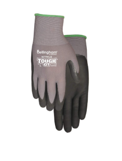 Bellingham Nitrile Tough Palm-Dipped Grip Gloves – Large, Black/Gray — image 1