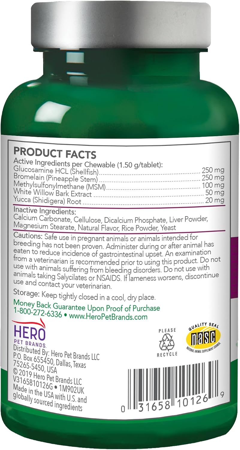 Vet's Best Hip & Joint Supplement for Dogs, Glucosamine, 50 Chew Tablets