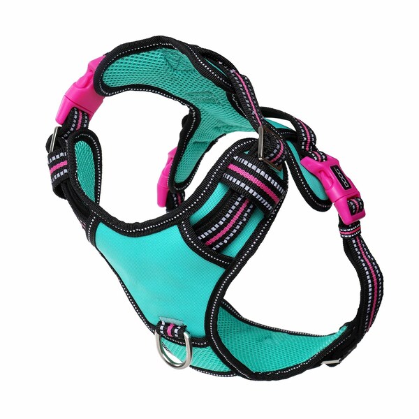 DOOG Neotech Reflective Dog Harness, Rin Tin Tin Neon, Large, No-Pull Control, Padded Neoprene