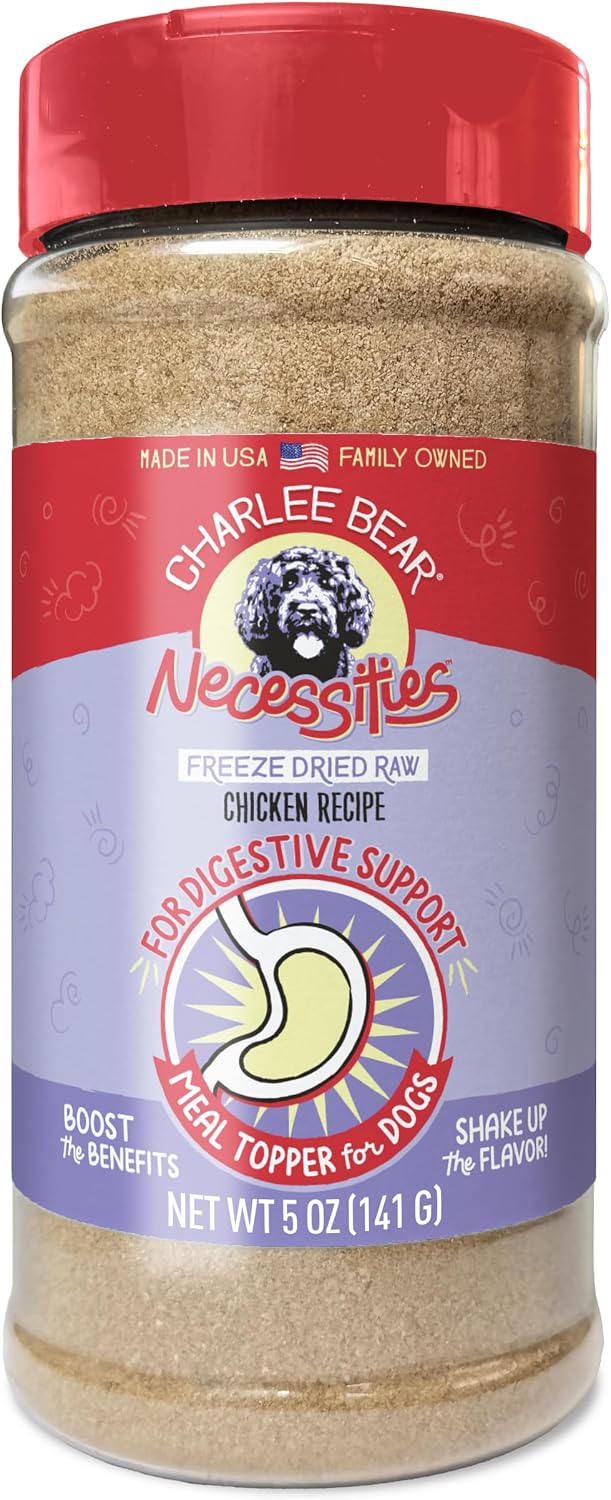 Charlee Bear Freeze Dried Chicken Dog Food Topper, Digestive Health, 5 oz