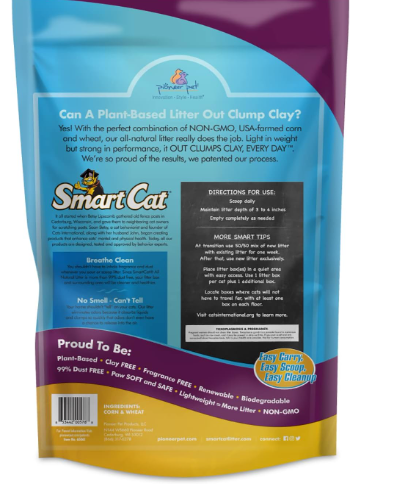 SmartCat All-Natural Clumping Corn + Wheat Cat Litter – Unscented & Clay-Free
