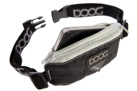 DOOG Mini Running Dog Belt, Black, Adjustable Elastic Waist Pack with Dog Waste Bag Holder
