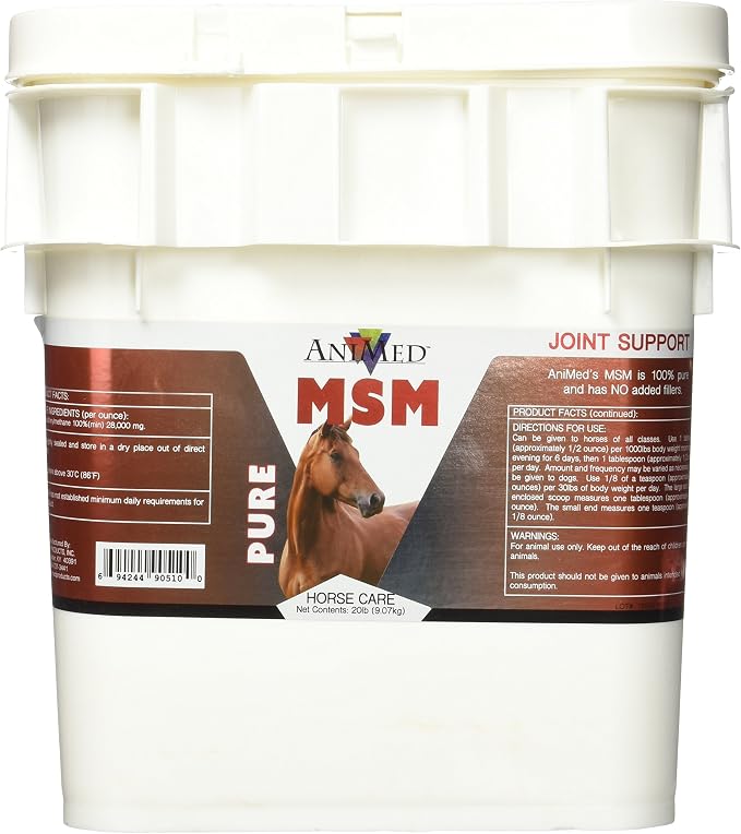 AniMed MSM Pure Powder 5 lb – 100% Methylsulfonylmethane Joint & Connective Tissue Supplement for Horses