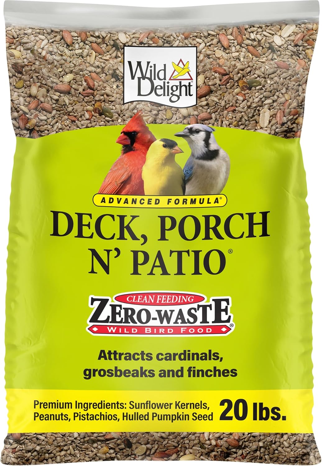 Wild Delight Deck, Porch N’ Patio Premium Zero-Waste Wild Bird Food – 20 lb Bag