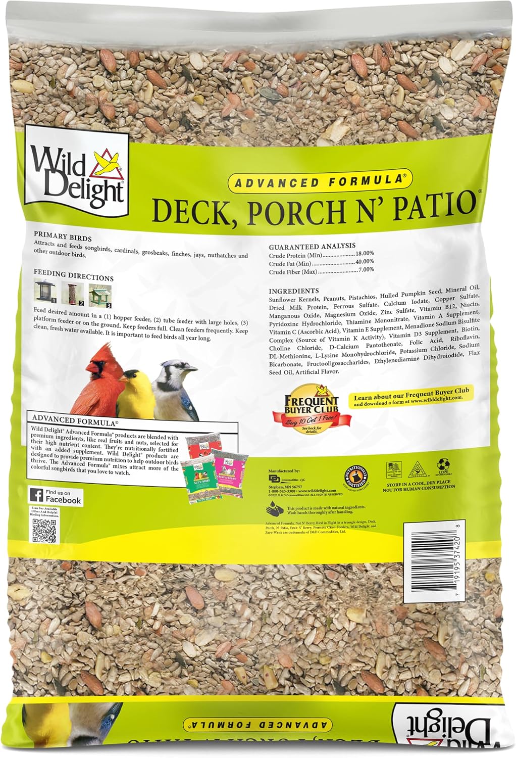 Wild Delight Deck, Porch N’ Patio Premium Zero-Waste Wild Bird Food – 20 lb Bag