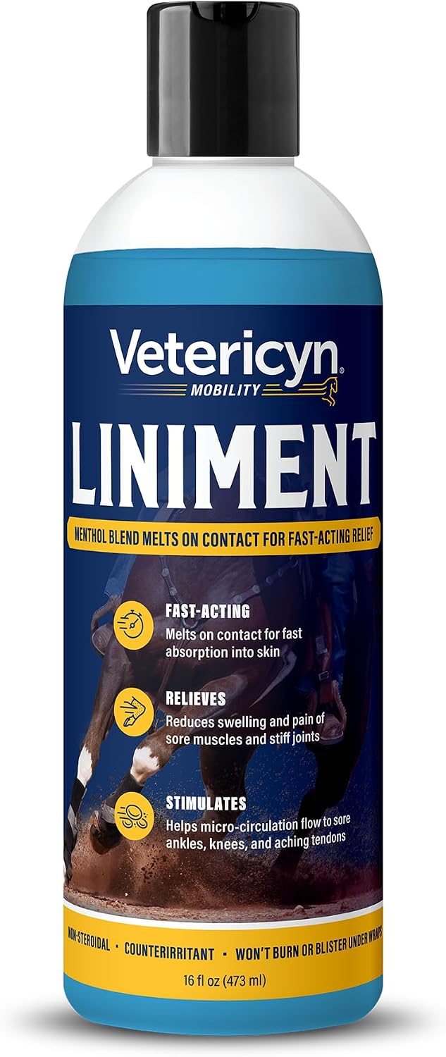 Vetericyn Mobility Equine Liniment for Horses – Menthol Muscle & Joint Relief, 16 oz