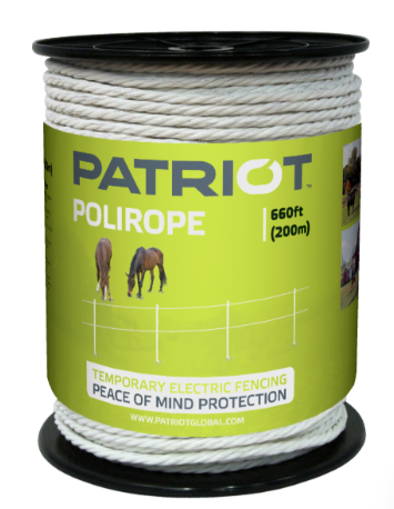 Patriot Polirope Electric Fence Rope – 660 ft White, 6 Stainless Steel Conductors for Horses & Livestock