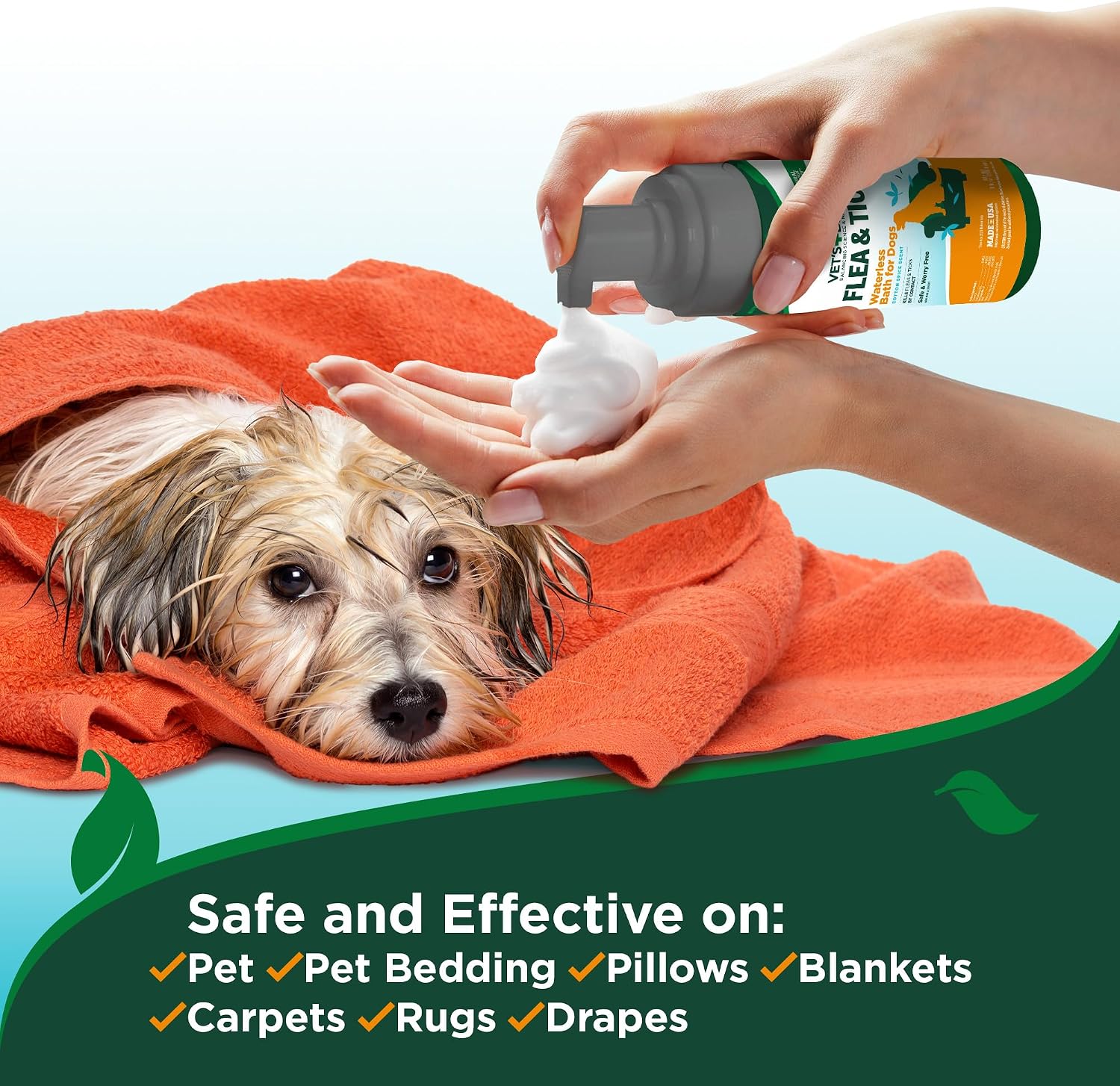 Vet's Best Waterless Flea & Tick Bath for Dogs, Essential Oil Spray, 8 oz