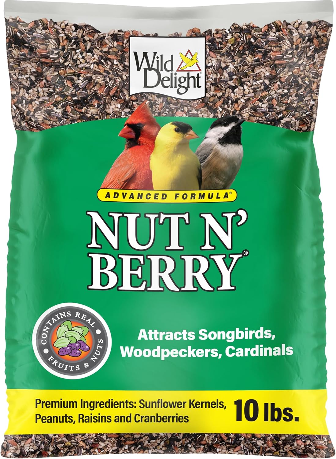 Wild Delight Nut N’ Berry Premium Wild Bird Food – Real Fruit, Nuts & Sunflower Seed Blend