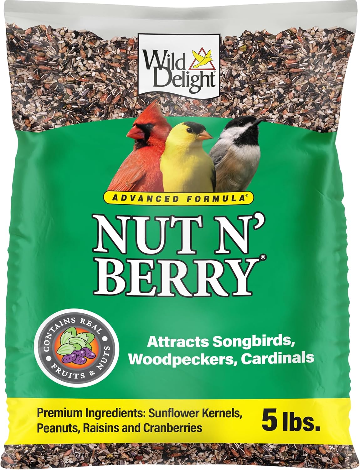 Wild Delight Nut N’ Berry Premium Wild Bird Food – Real Fruit, Nuts & Sunflower Seed Blend
