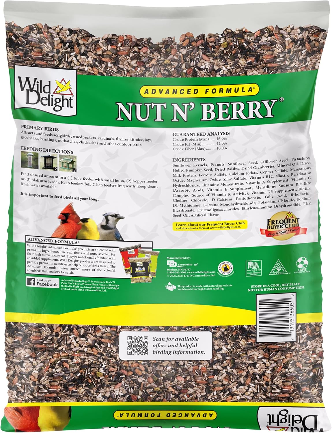 Wild Delight Nut N’ Berry Premium Wild Bird Food – Real Fruit, Nuts & Sunflower Seed Blend