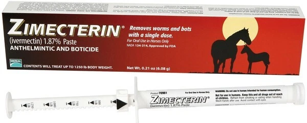 Boehringer Ingelheim Zimecterin Ivermectin Paste 1.87% Horse Dewormer – 6.08 g Syringe, Treats Up to 1,250 lb