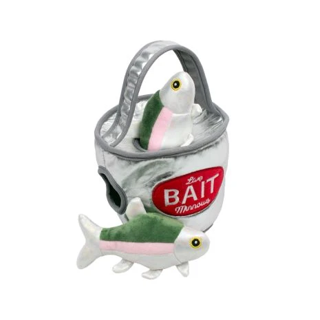 Tall Tails Hide & Seek Bait Bucket Plush Puzzle Dog Toy – 9 Inch, with 2 Minnows
