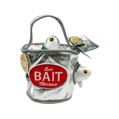 Tall Tails Hide & Seek Bait Bucket Plush Puzzle Dog Toy – 9 Inch, with 2 Minnows