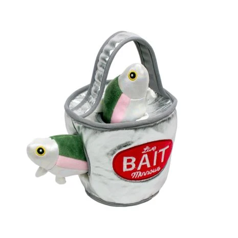 Tall Tails Hide & Seek Bait Bucket Plush Puzzle Dog Toy – 9 Inch, with 2 Minnows