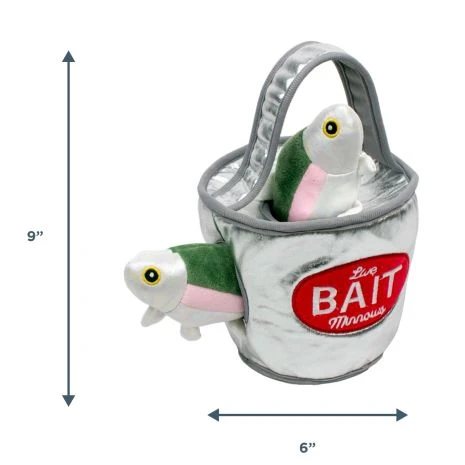 Tall Tails Hide & Seek Bait Bucket Plush Puzzle Dog Toy – 9 Inch, with 2 Minnows