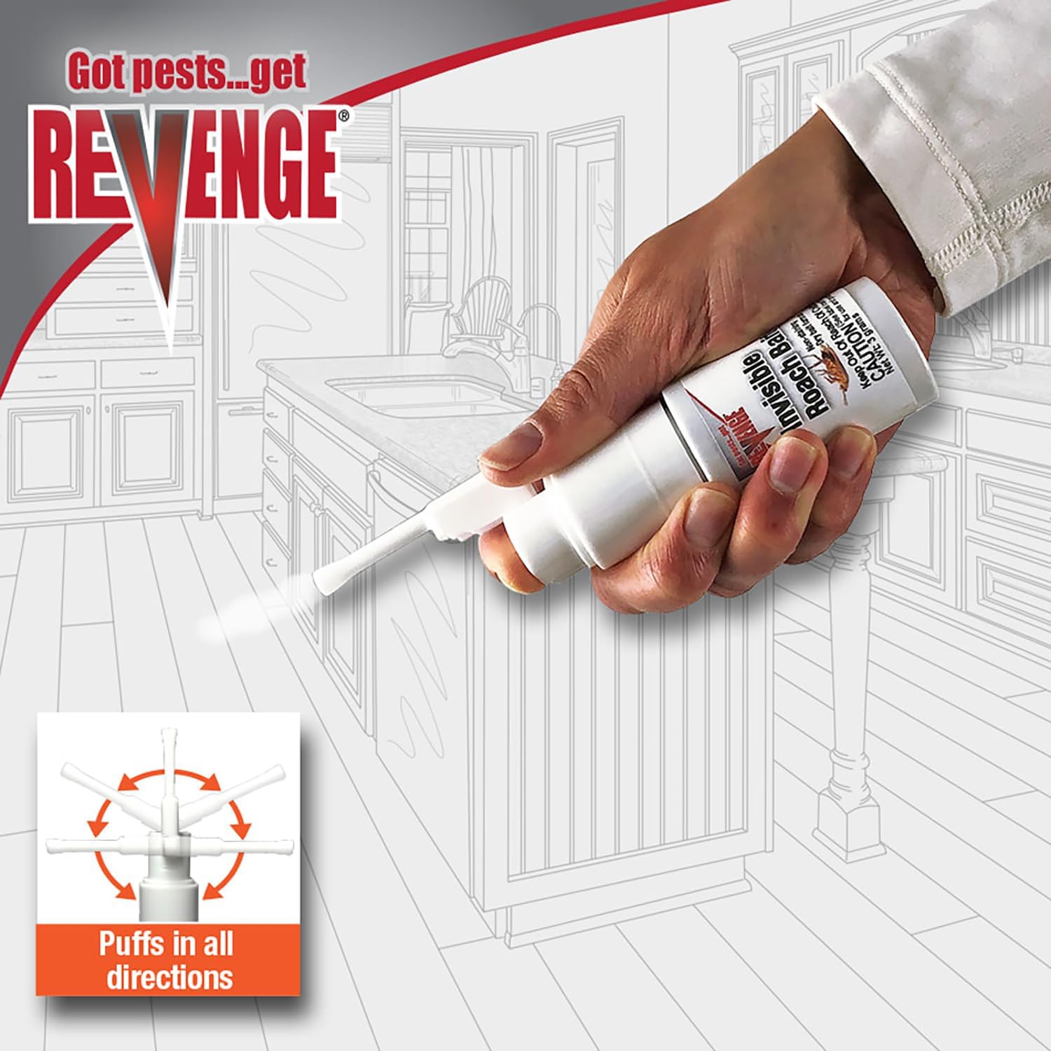 Revenge Invisible Roach Bait with Puffer Applicator