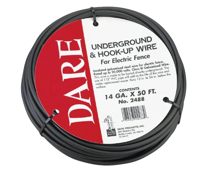 Dare Products 2488 Underground & Hook-Up Electric Fence Wire – 14 Gauge, 50 Ft, Double Insulated Direct Burial
