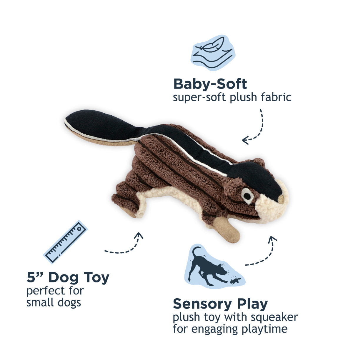 Tall Tails Chipmunk with Squeaker Plush Dog Toy – 5 Inch