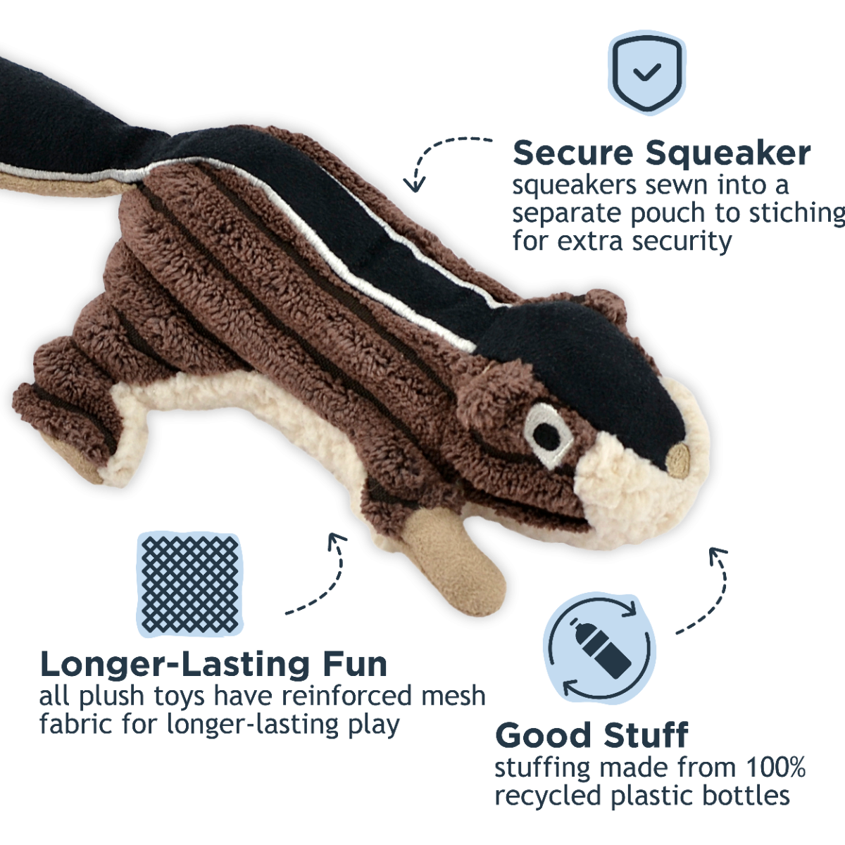 Tall Tails Chipmunk with Squeaker Plush Dog Toy – 5 Inch