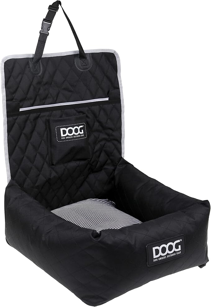 DOOG Dog Car Seat – Black, Small Dog Travel Booster Seat for Safe & Comfortable Car Rides