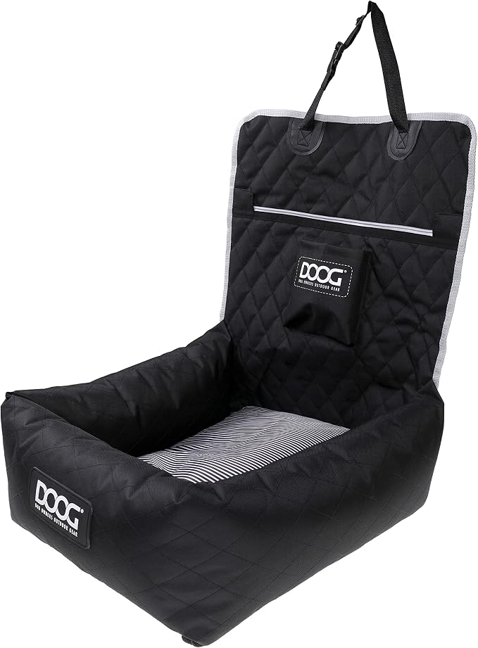 DOOG Dog Car Seat – Black, Small Dog Travel Booster Seat for Safe & Comfortable Car Rides