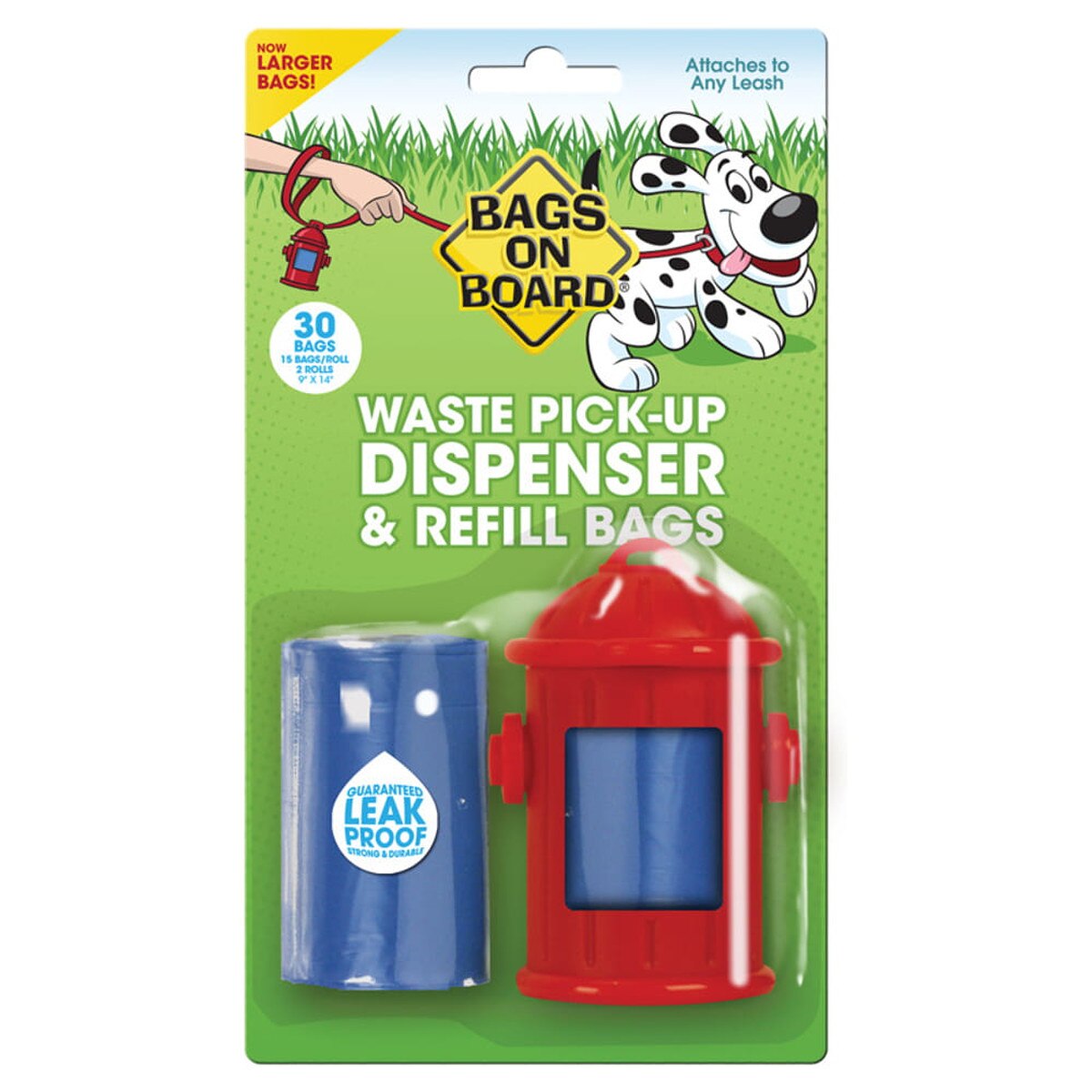 Bags on Board Dog Waste Bag Bone Dispenser with 30 Refill Bags, Blue Bags