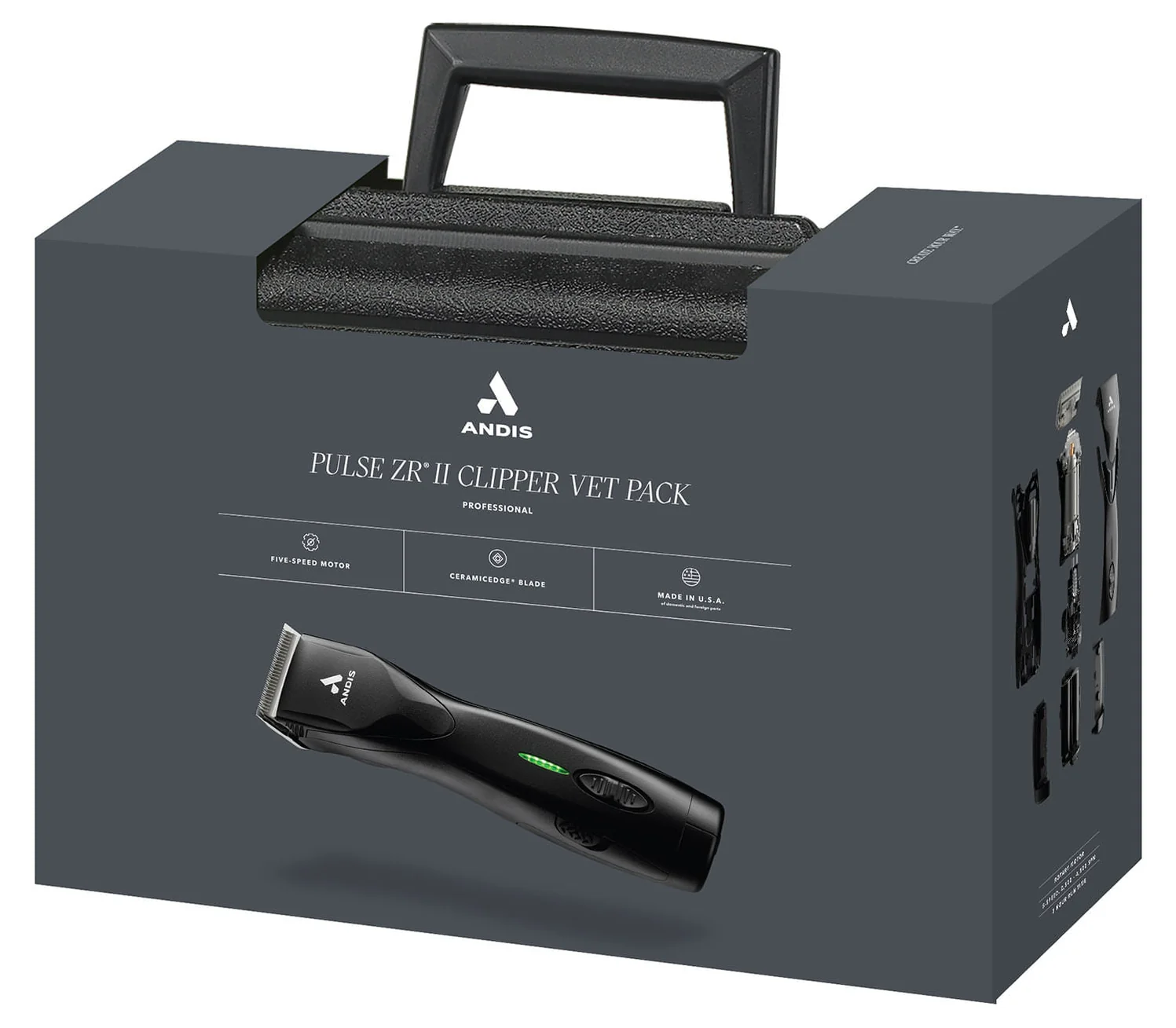 Andis Pulse ZR II Vet Pack 5-Speed Cordless Detachable Blade Clipper – Veterinary Grooming & Surgical Prep Kit with #40 CeramicEdge Blade
