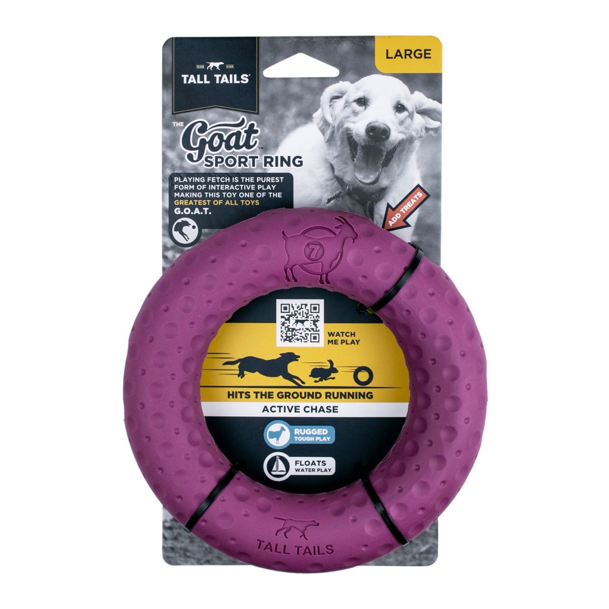 Tall Tails GOAT Sport Ring Fetch Dog Toy – 7 Inch