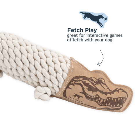 Tall Tails Natural Leather Crunch Crocodile Rope Dog Toy – 20 Inch