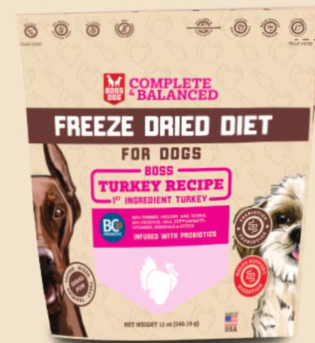 Freeze Dried Diet Complete-Boss Dog Brand Turkey Recipe 12 oz
