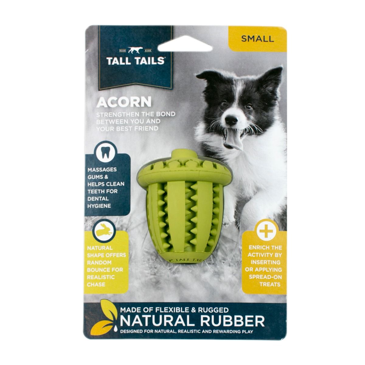 Tall Tails Natural Rubber Acorn Reward Dog Toy – 3 Inch