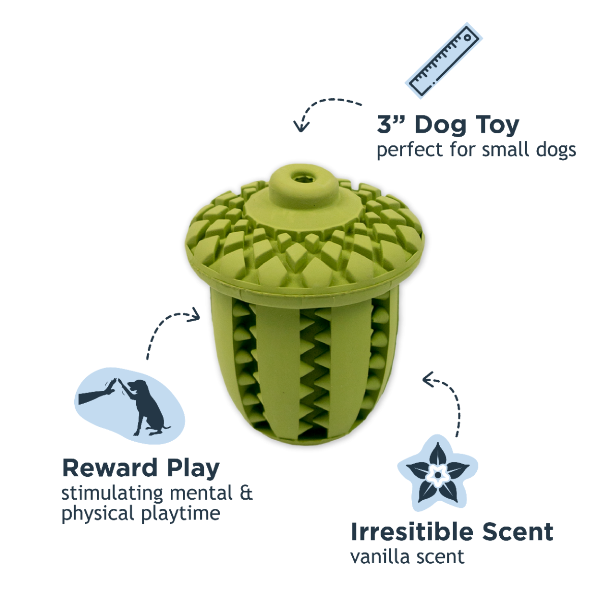 Tall Tails Natural Rubber Acorn Reward Dog Toy – 3 Inch