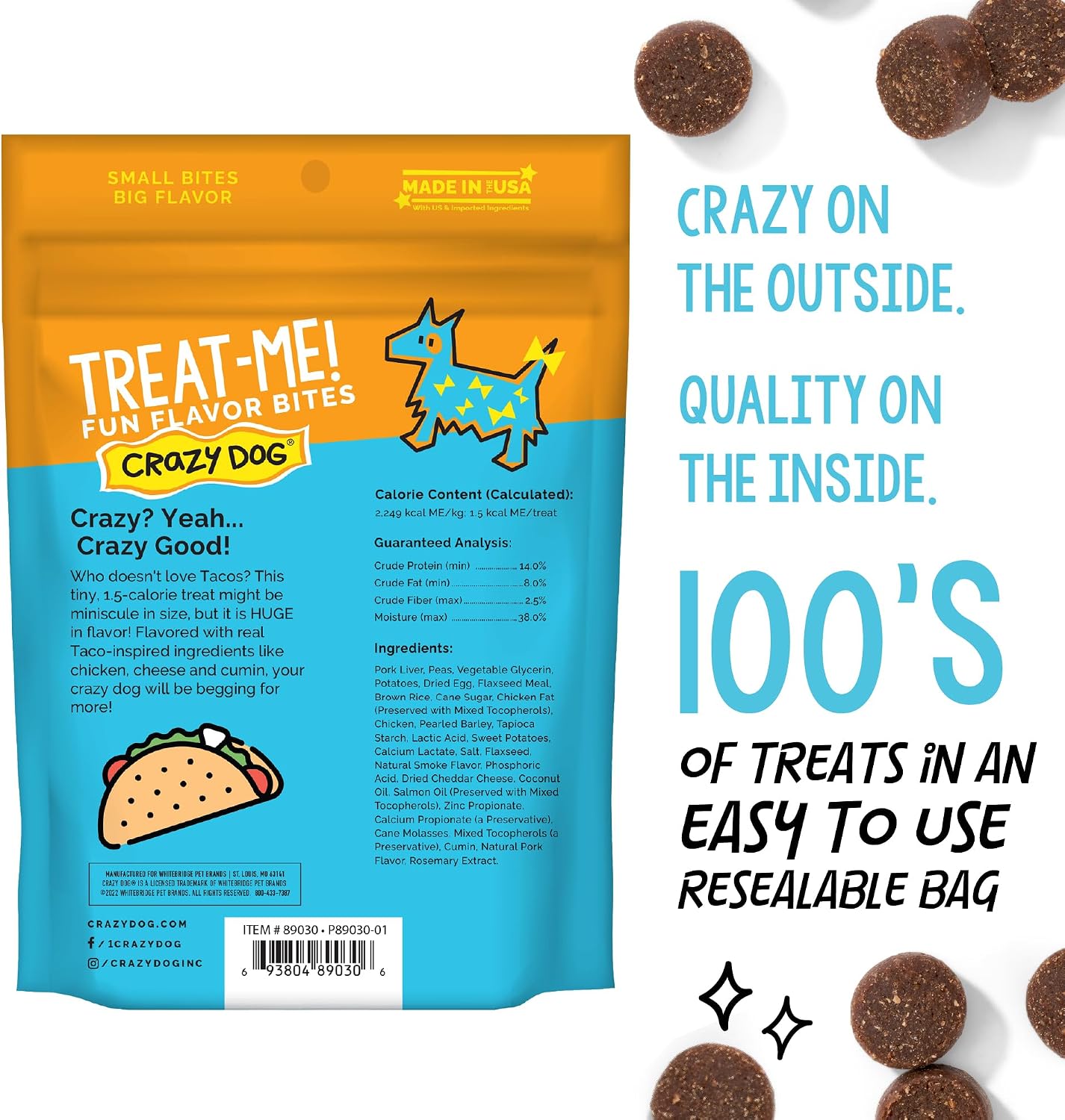 Crazy Dog Treat-Me! Mini Dog Treats, Taco, 4 oz Bag 200 Treats — image 1