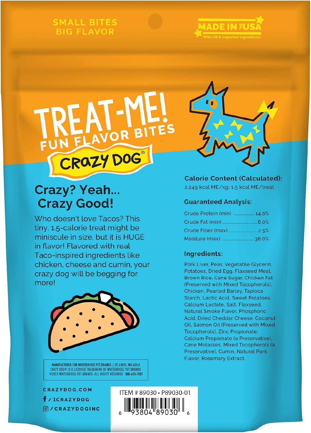 Crazy Dog Treat-Me! Mini Dog Treats, Taco, 4 oz Bag 200 Treats — image 3