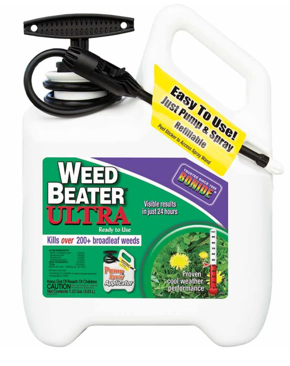 Bonide Weed Beater Ultra Broadleaf Weed Killer Ready-to-Use with Battery Power Sprayer – 1 Gallon