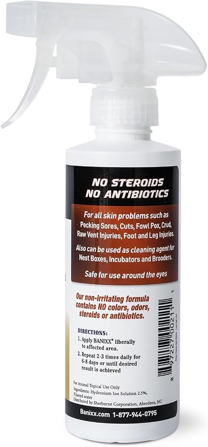 Banixx for Pecking Sores, Bumble Foot, Fowl Pox, Raw Vent Area Infection, Chicken Leg/Foot Injuries