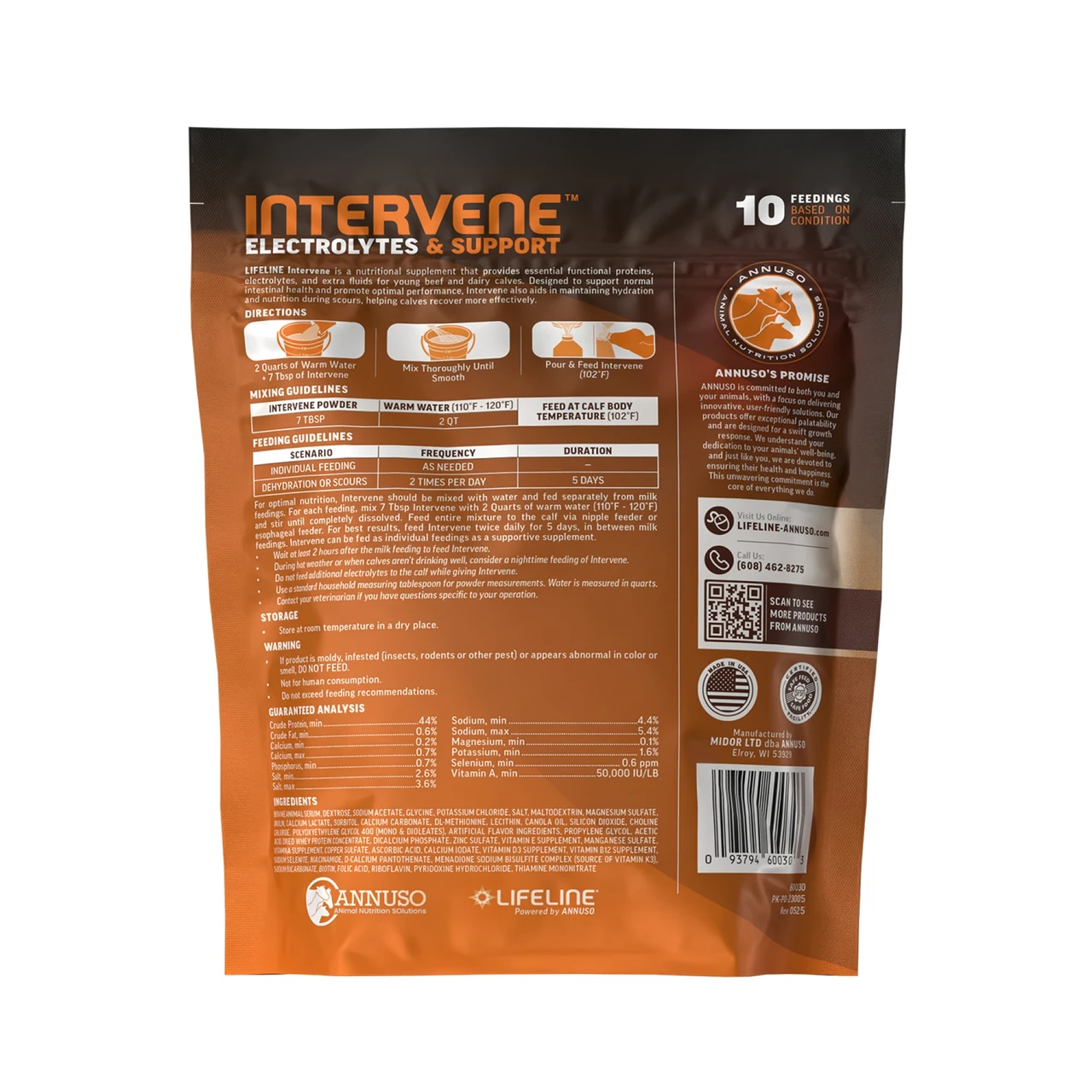LIFELINE Intervene Calf Electrolyte & Nutritional Supplement – Hydration, Gut & Immune Support, 1 lb