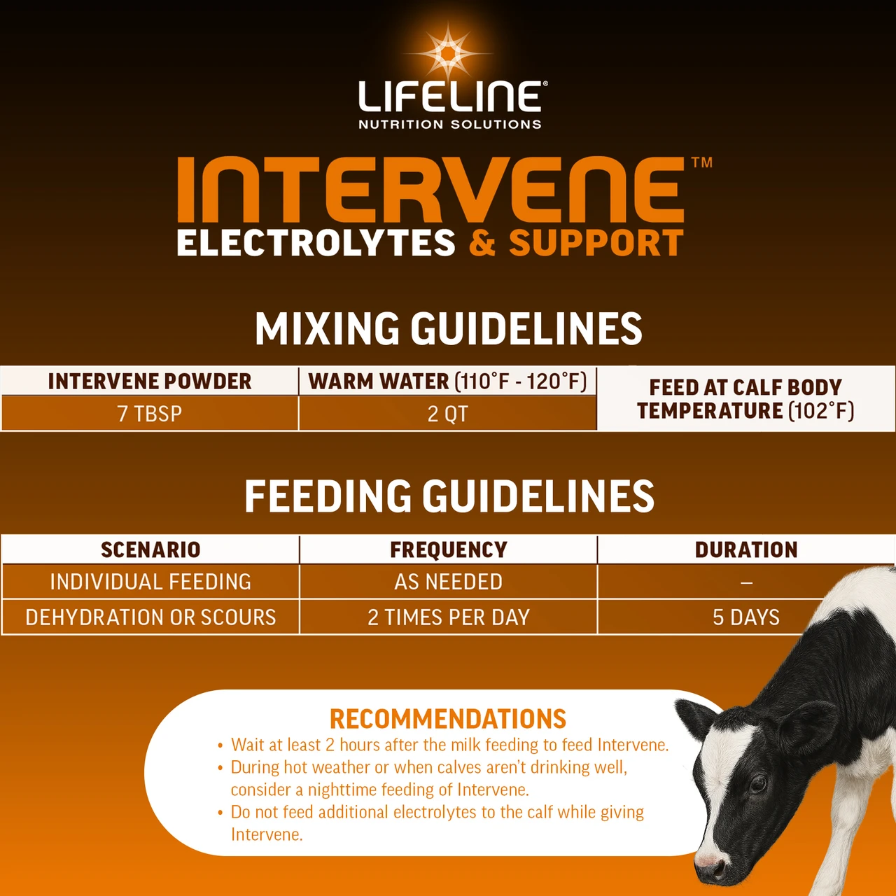 LIFELINE Intervene Calf Electrolyte & Nutritional Supplement – Hydration, Gut & Immune Support, 1 lb