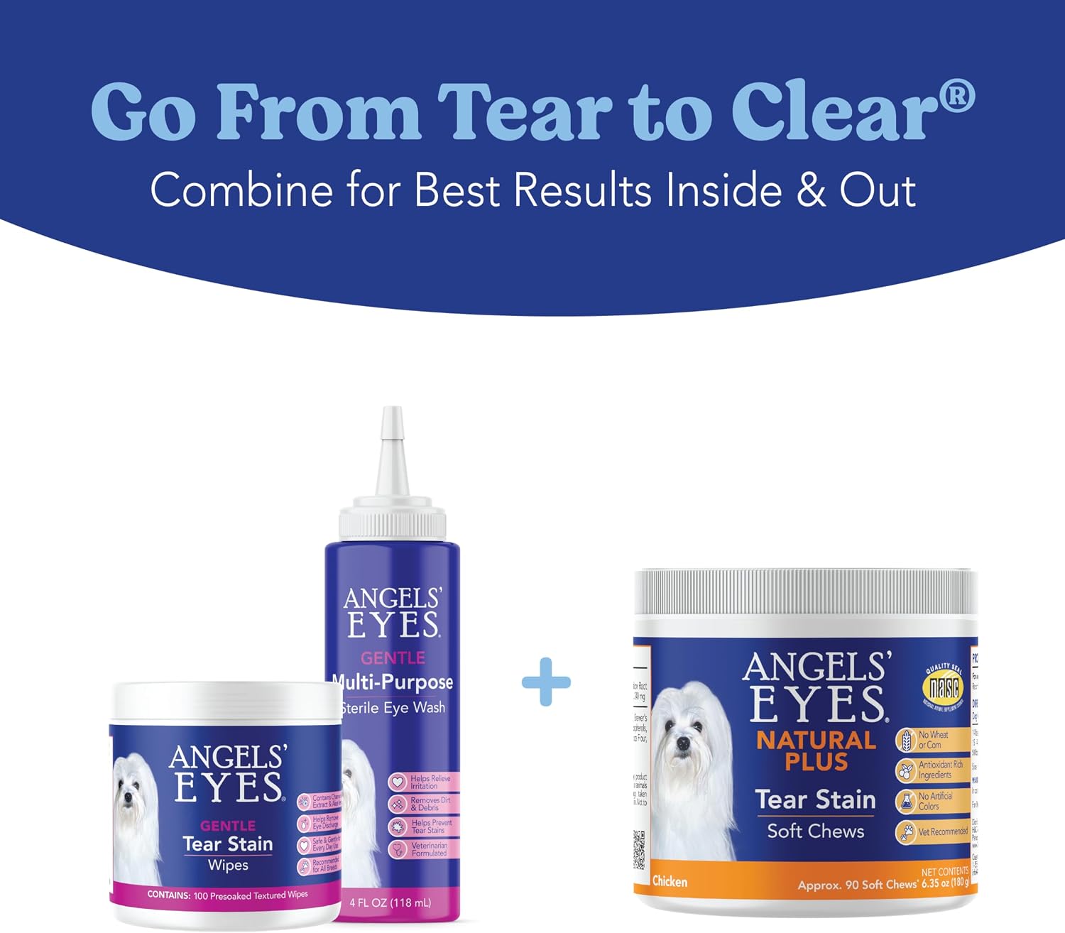 Angels' Eyes Natural Tear Stain Prevention Soft Chews for Dogs, 90 Count