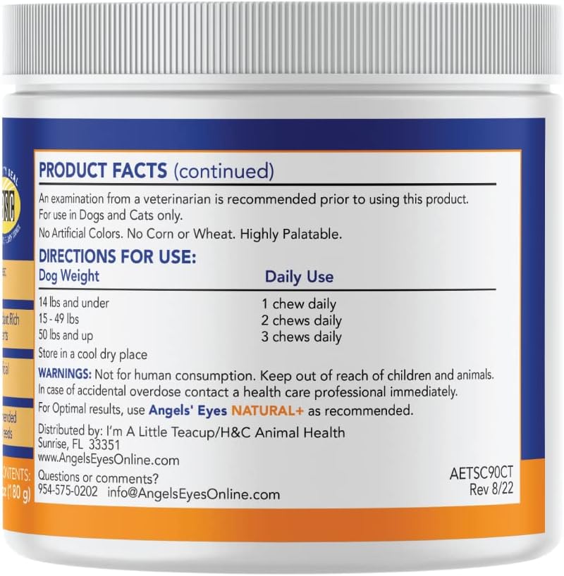 Angels' Eyes Natural Tear Stain Prevention Soft Chews for Dogs, 90 Count